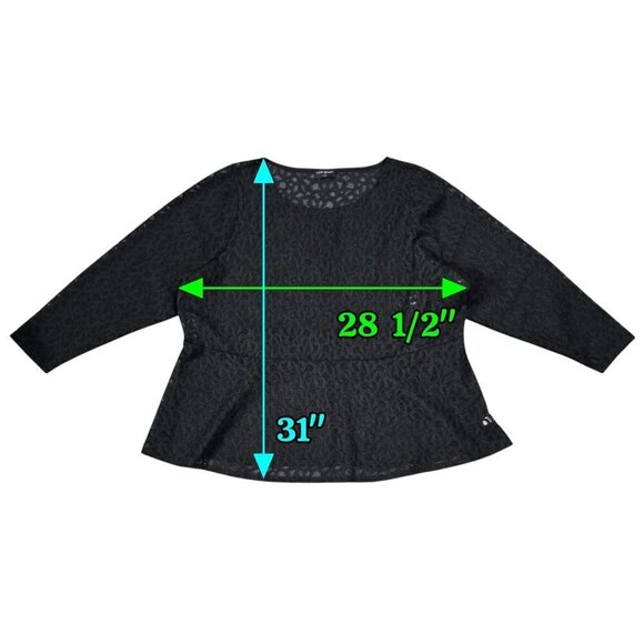 Lane Bryant Black Classic Boatneck Peplum Sheer Lace Top Layering Dressy - Picture 4 of 9